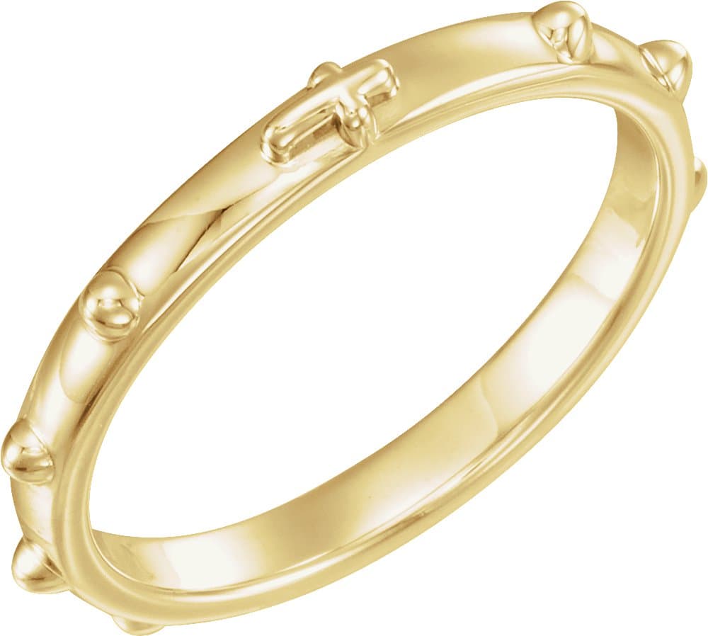 10K White 2.5 mm Rosary Ring Size 4