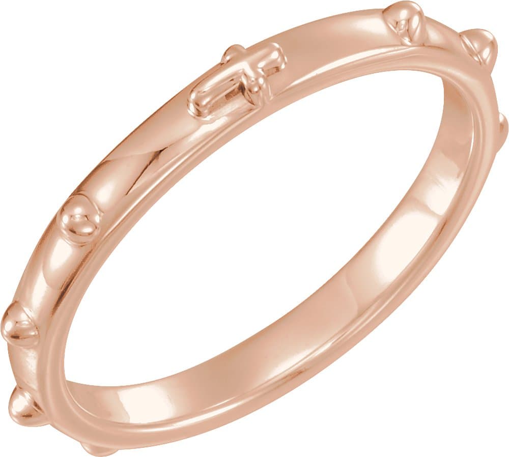 10K White 2.5 mm Rosary Ring Size 4