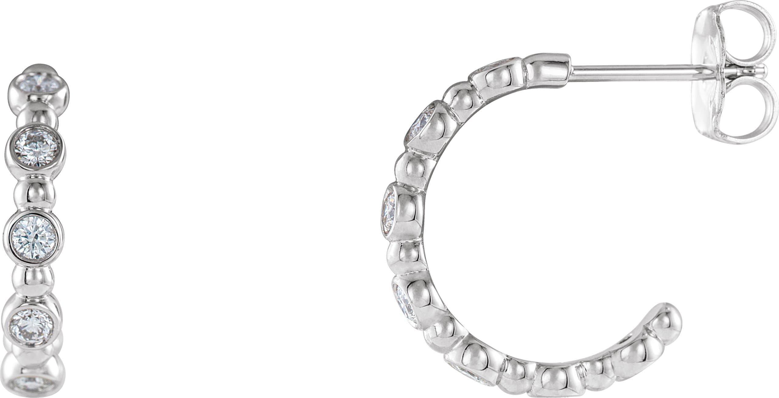 14K Rose 3/8 CTW Natural Diamond Beaded Hoop Earrings