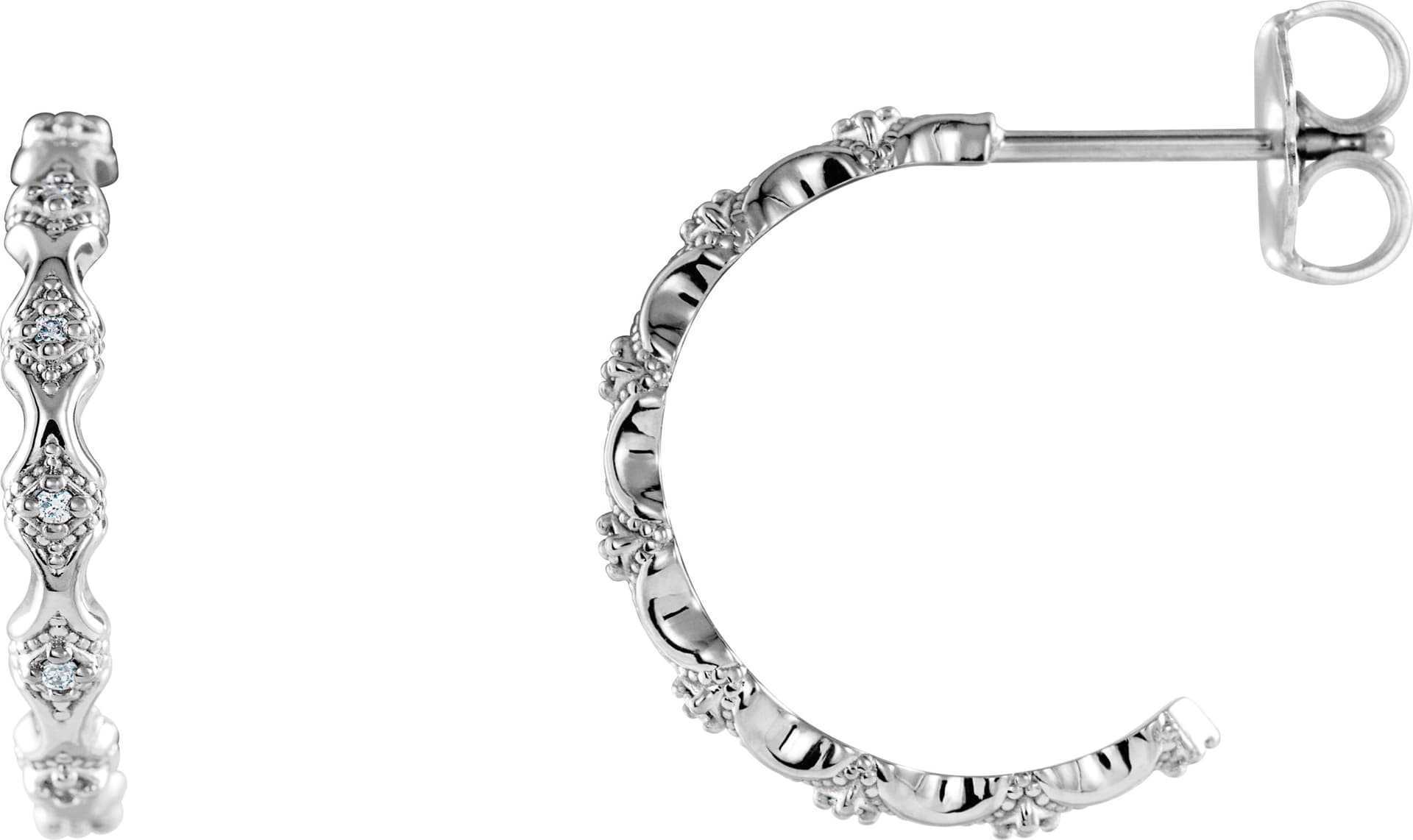 Platinum .04 CTW Natural Diamond Hoop Earrings