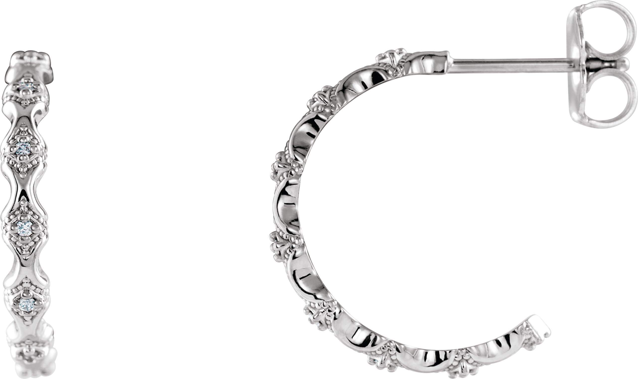 Platinum .04 CTW Natural Diamond Hoop Earrings