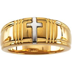 10K Yellow/White Cross Band