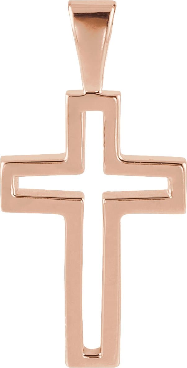 14K Rose Cross Pendant