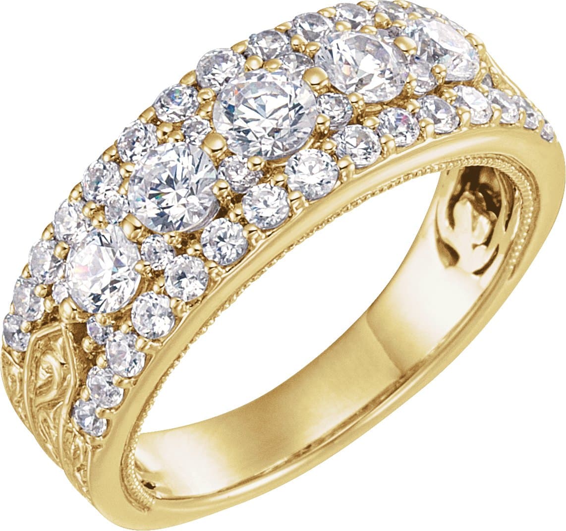 14K Rose 1 1/2 CTW Natural Diamond Anniversary Band