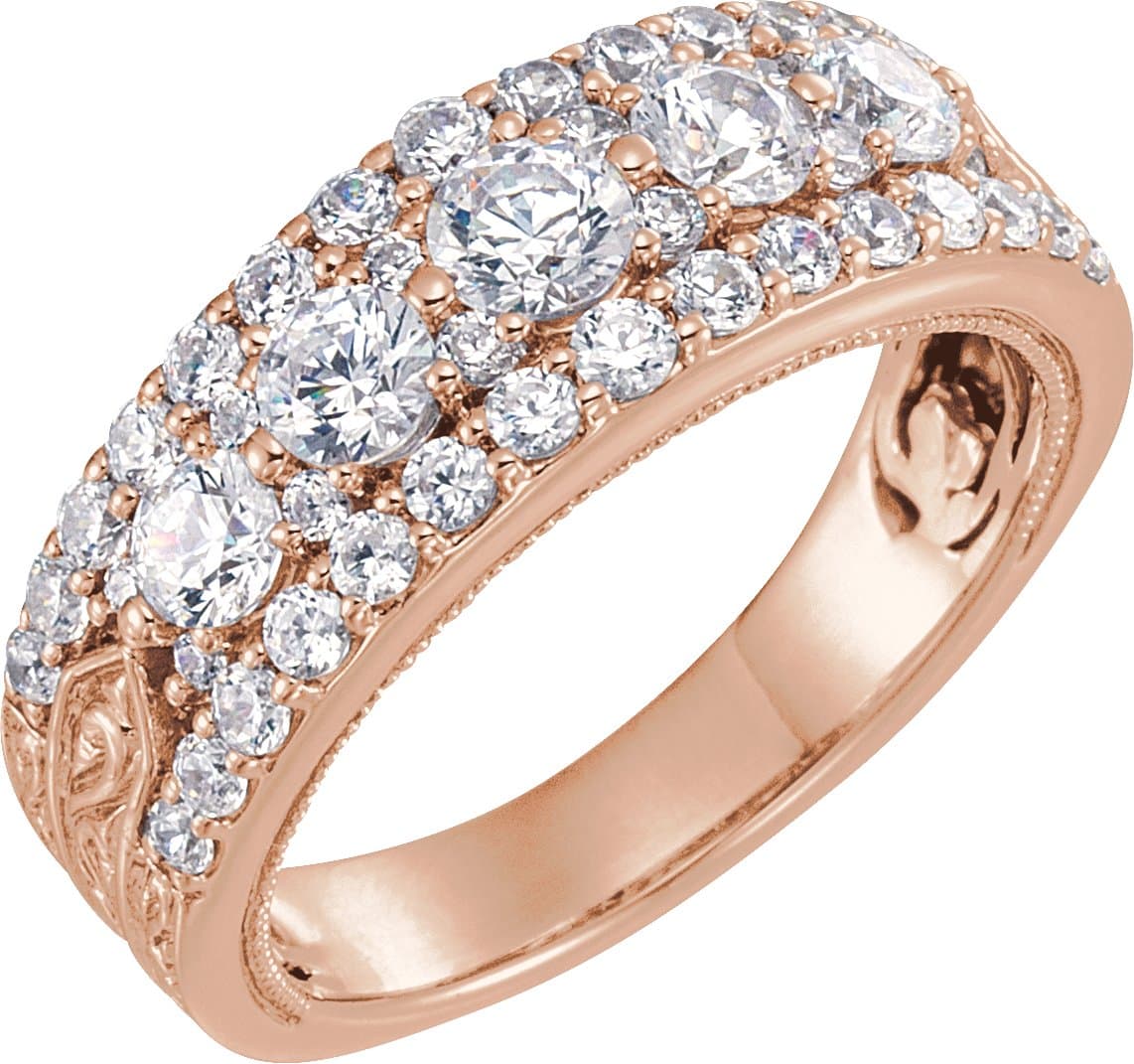 14K Rose 1 1/2 CTW Natural Diamond Anniversary Band