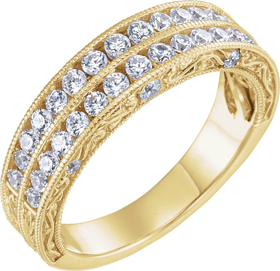 14K Rose 3/4 CTW Natural Diamond Anniversary Band