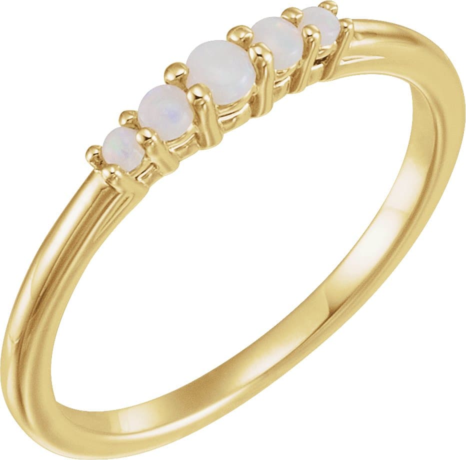 14K Rose Natural White Opal Ring