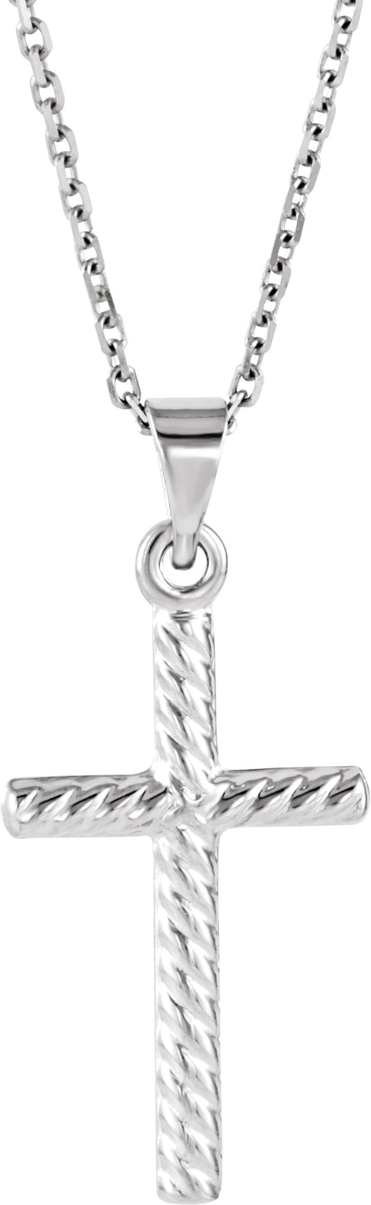 Sterling Silver Rope Cross 18 Necklace