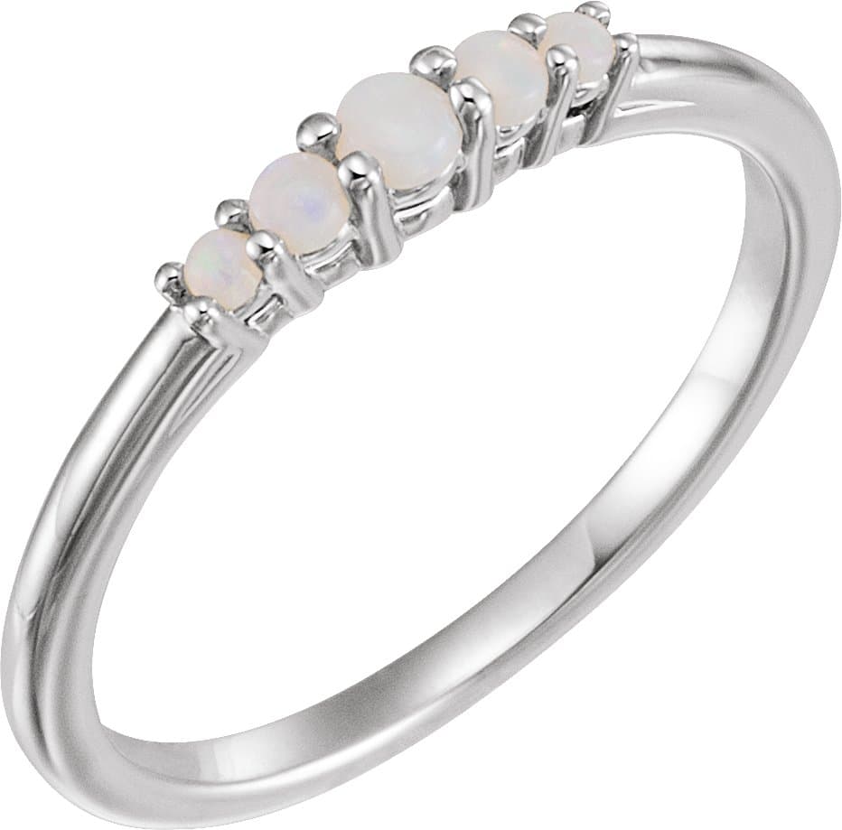 14K Rose Natural White Opal Ring
