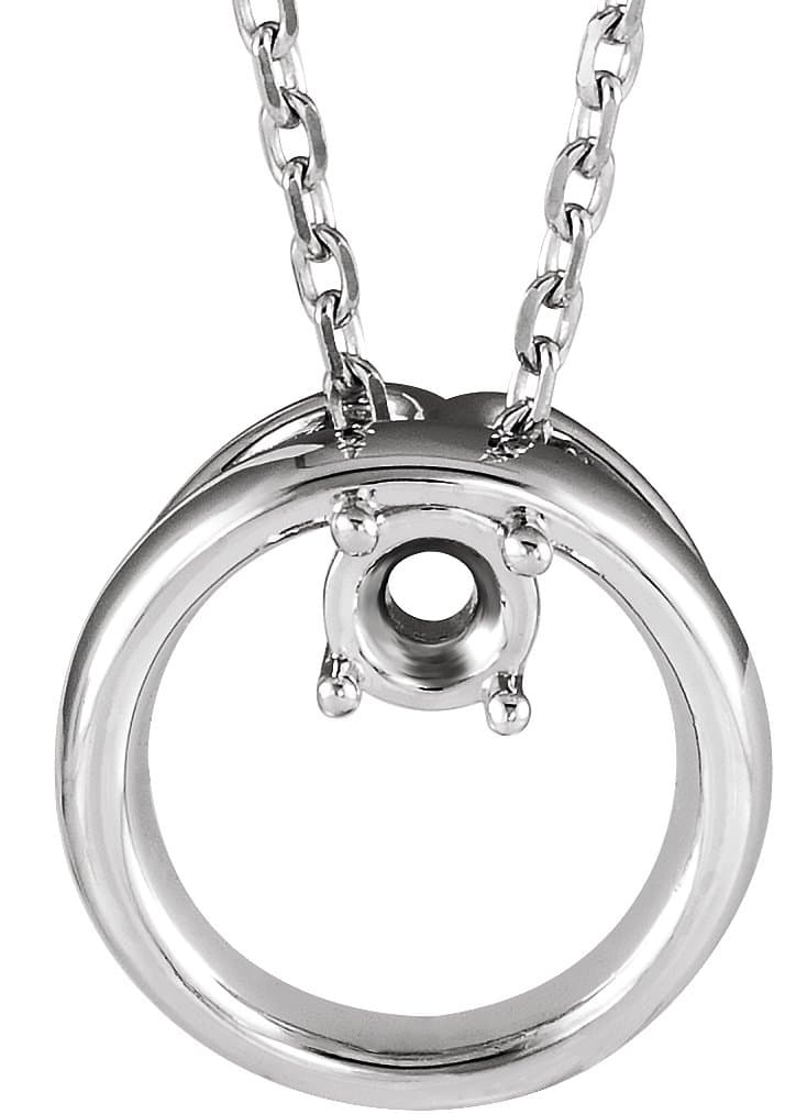 Platinum 1/10 CT Natural Diamond Circle 16-18" Necklace  