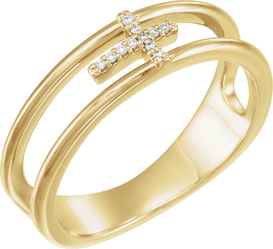 14K Rose .025 CTW Natural Diamond Negative Space Cross Ring