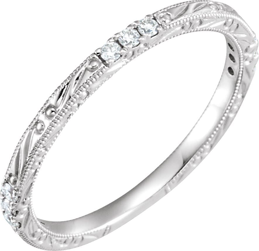 14K White 1/10 CTW Natural Diamond Anniversary Band Size 4