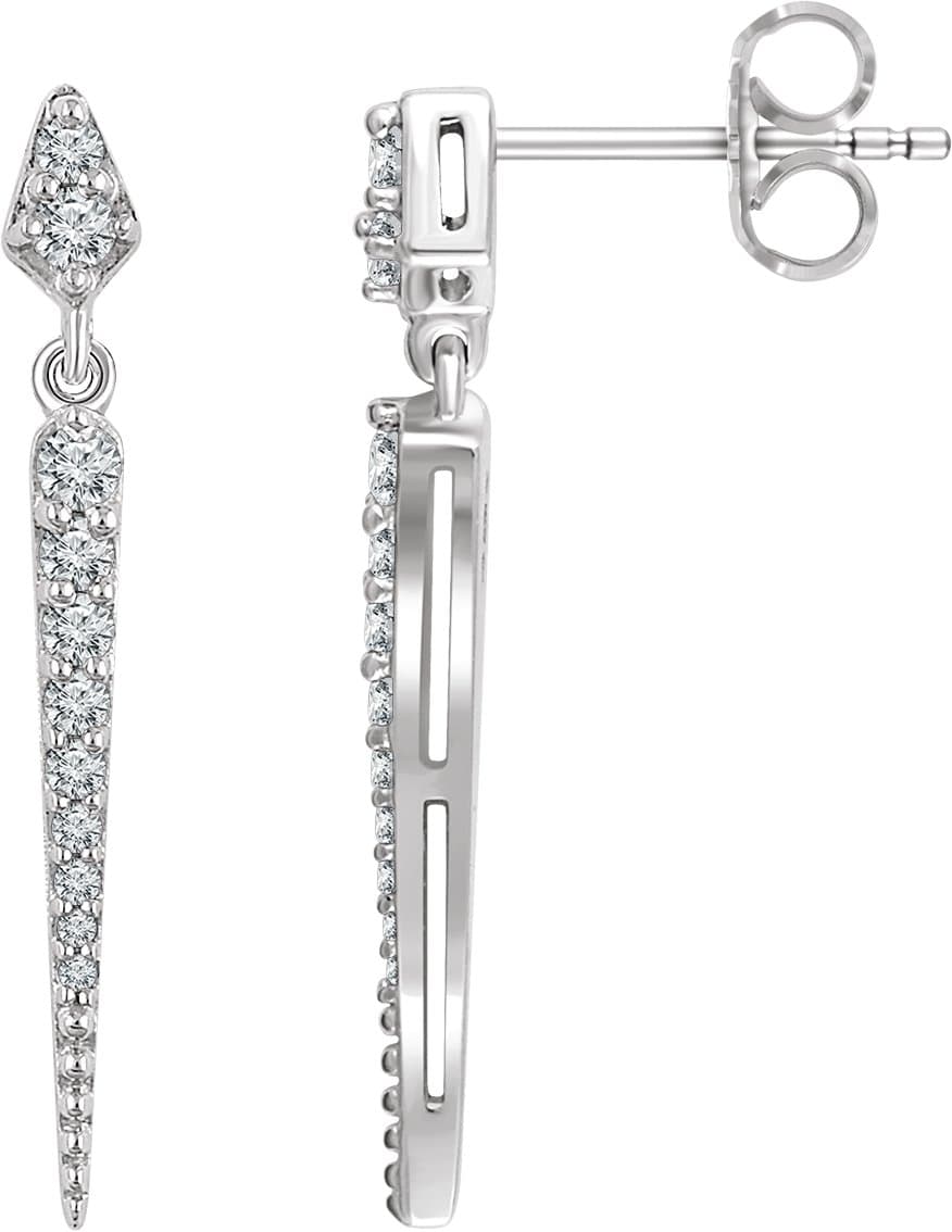 14K White 1/4 CTW Natural Diamond Spike Earrings