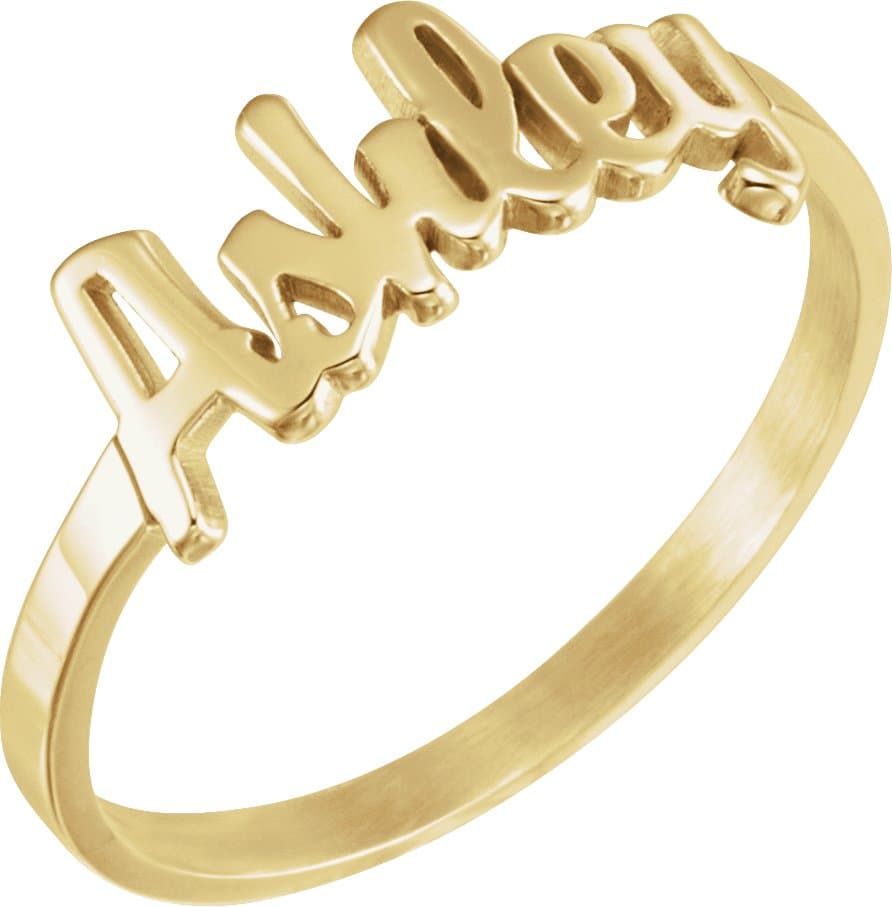 10K White Gold Script Nameplate Ring  