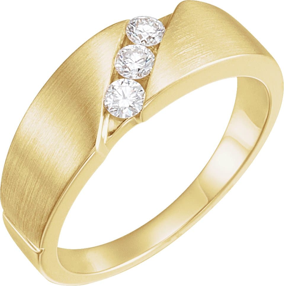 14K Yellow 1/5 CTW Natural Diamond 3-Stone Band Size 6