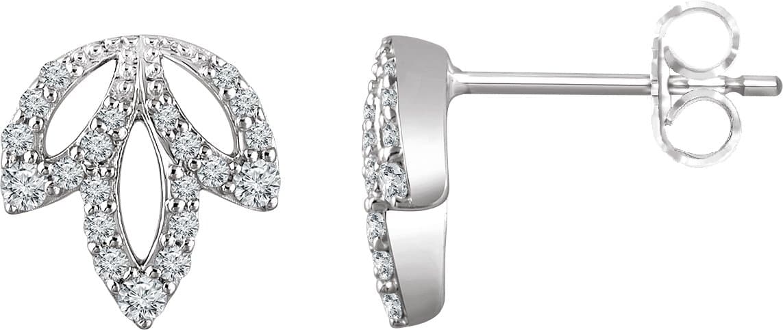 14K White 1/4 CTW Natural Diamond Leaf Earrings