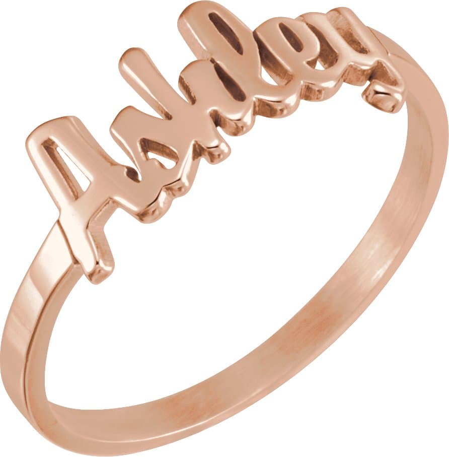 10K White Gold Script Nameplate Ring  