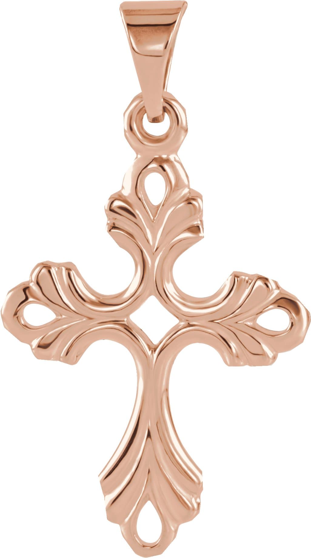 14K Rose Cross Pendant