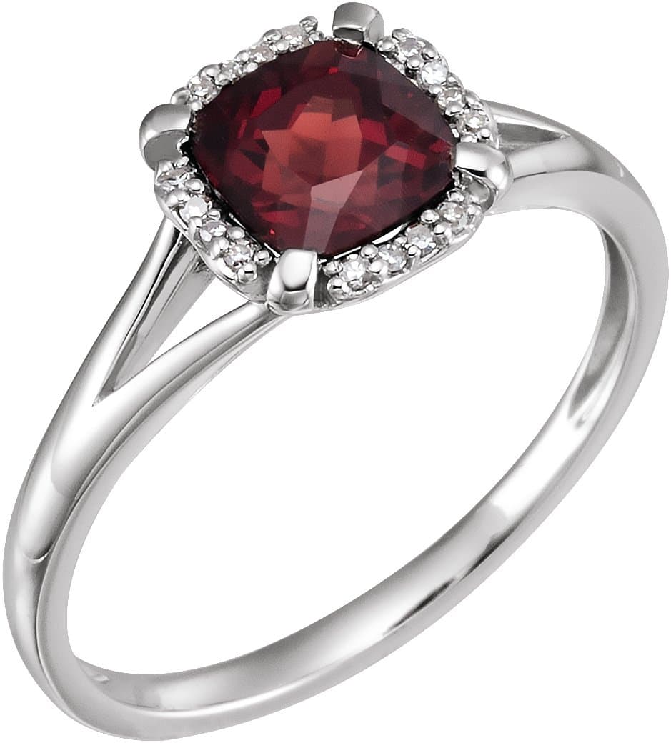 14K White Lab-Grown Emerald & .05 CTW Natural Diamond Ring
