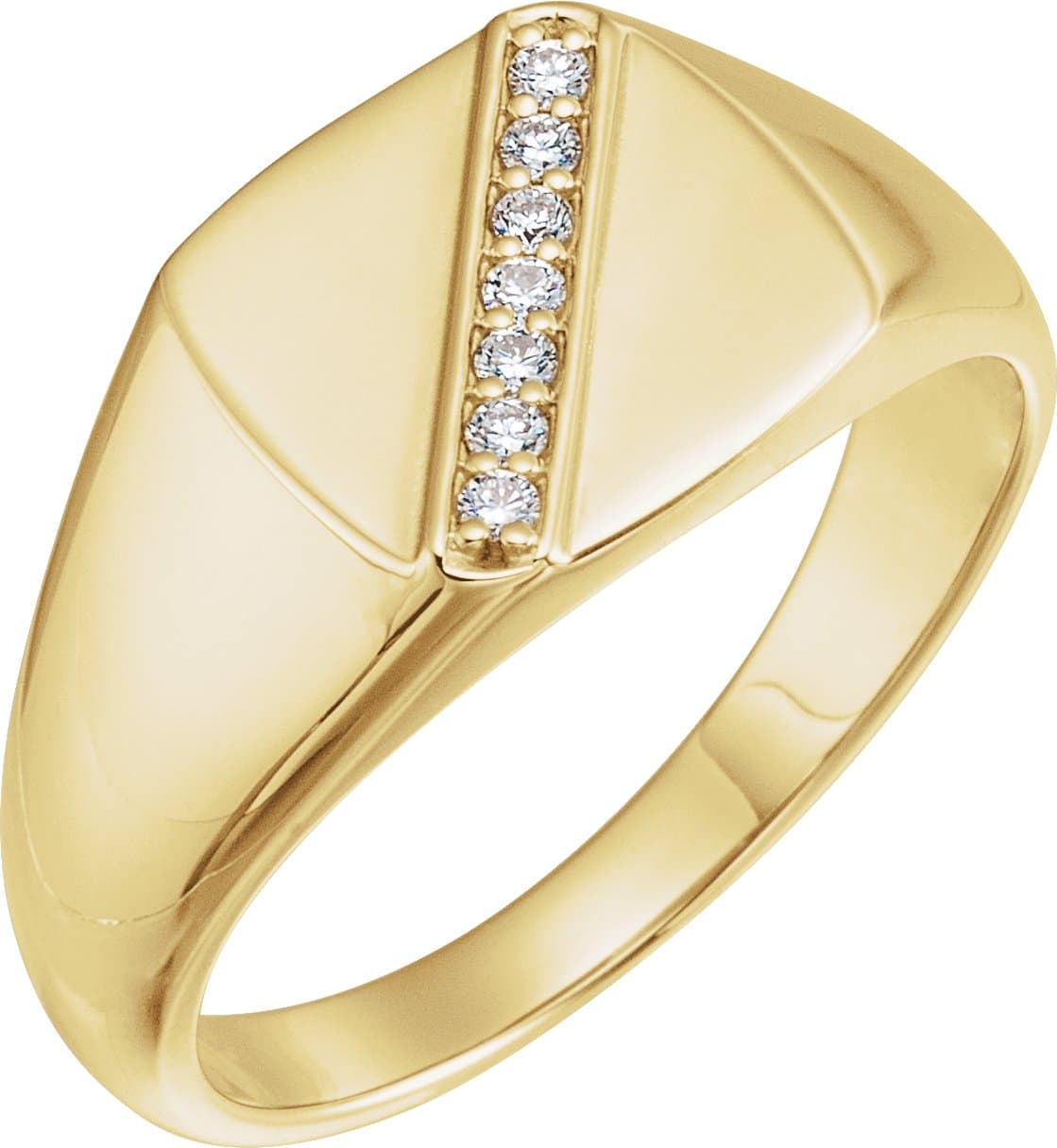 14K White 1/10 CTW Natural Diamond 12 mm Square Signet Ring