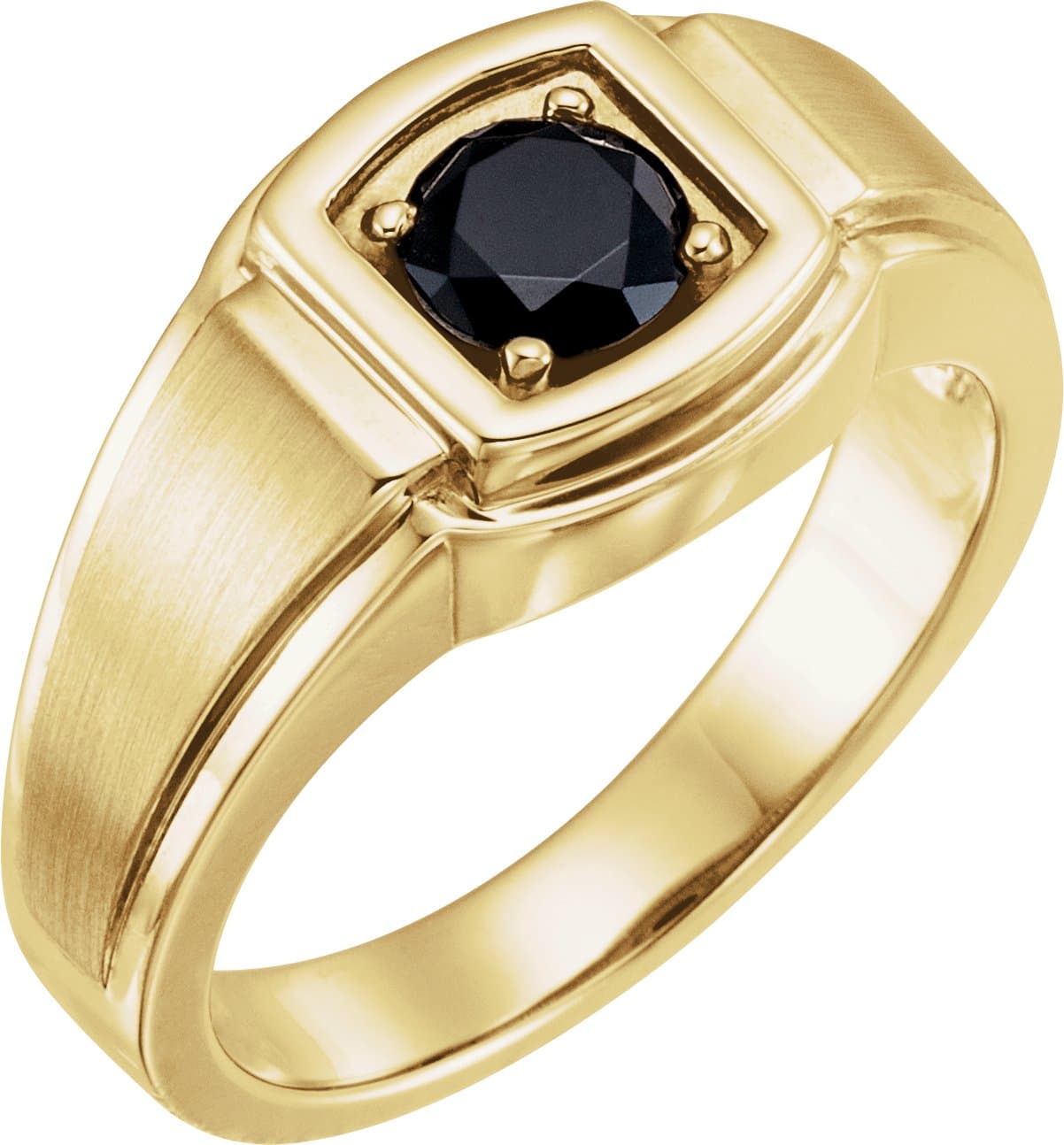 14K White Natural Black Onyx Ring