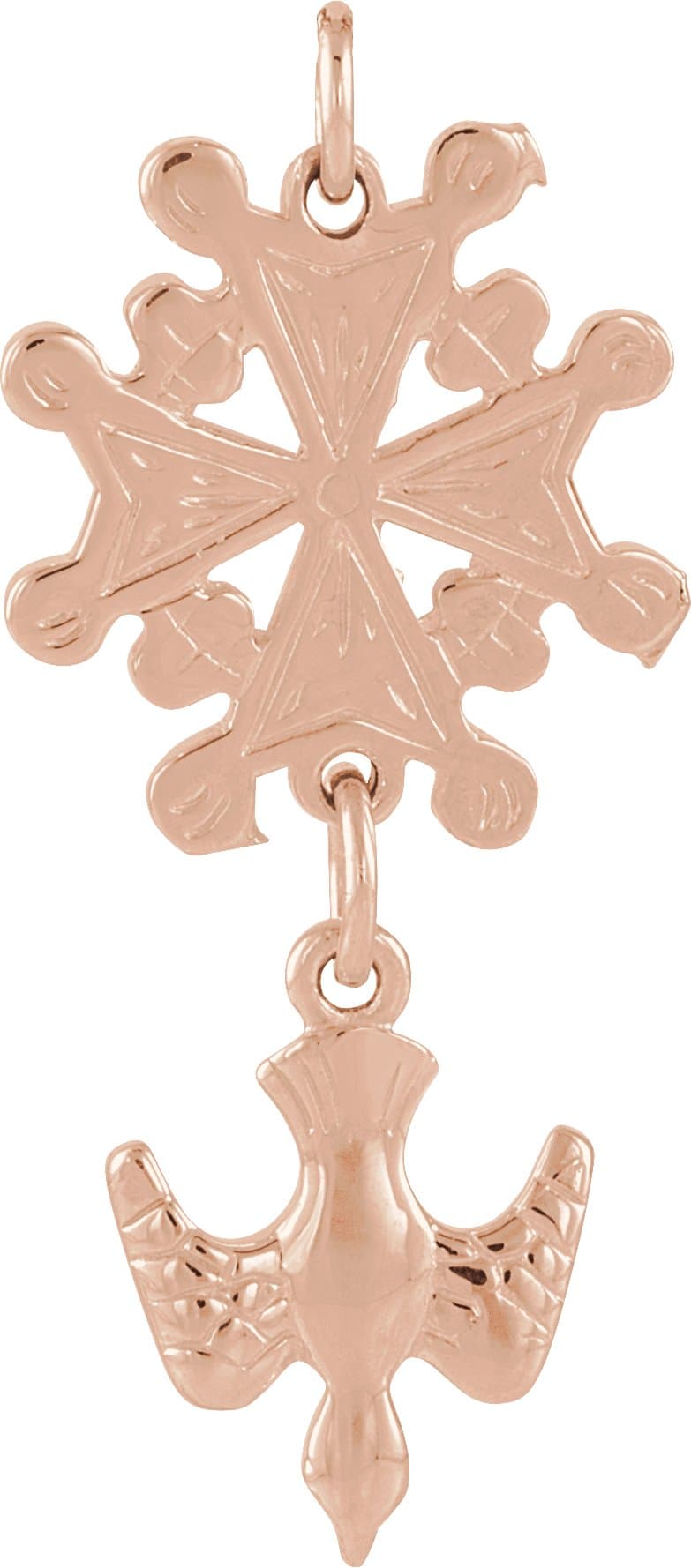 14K Rose 24.5x12 mm Huguenot Cross Pendant