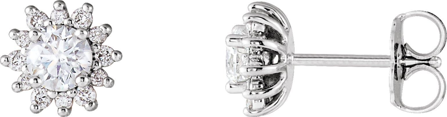 14K Rose 1/2 CTW Natural Diamond Halo-Style Earrings