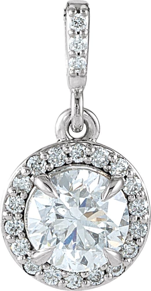 14K Rose Gold 9/10 CTW Natural Diamond Halo-Style Pendant 
