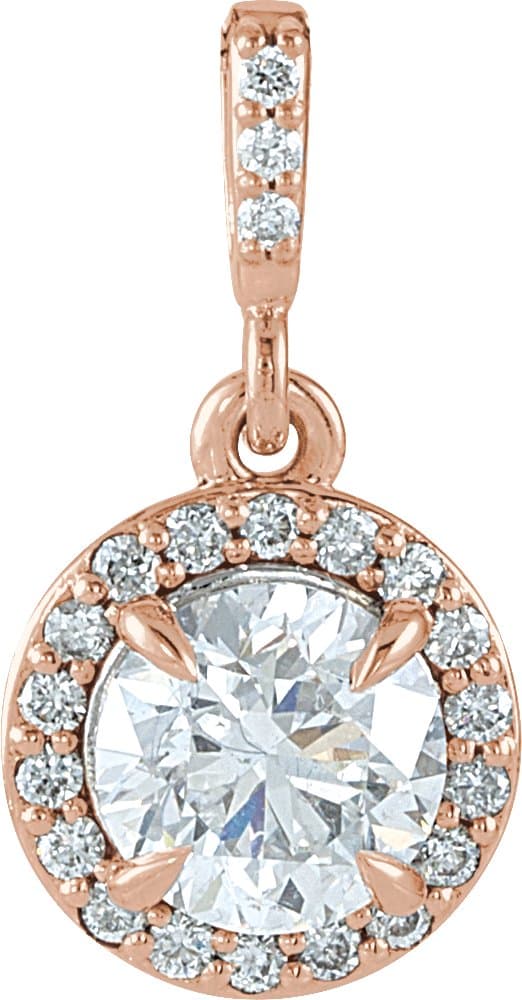14K Rose Gold 9/10 CTW Natural Diamond Halo-Style Pendant 