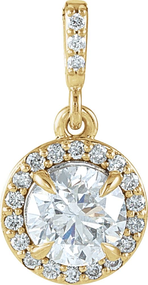 14K Rose 1 1/8 CTW Lab-Grown Diamond Halo-Style Pendant