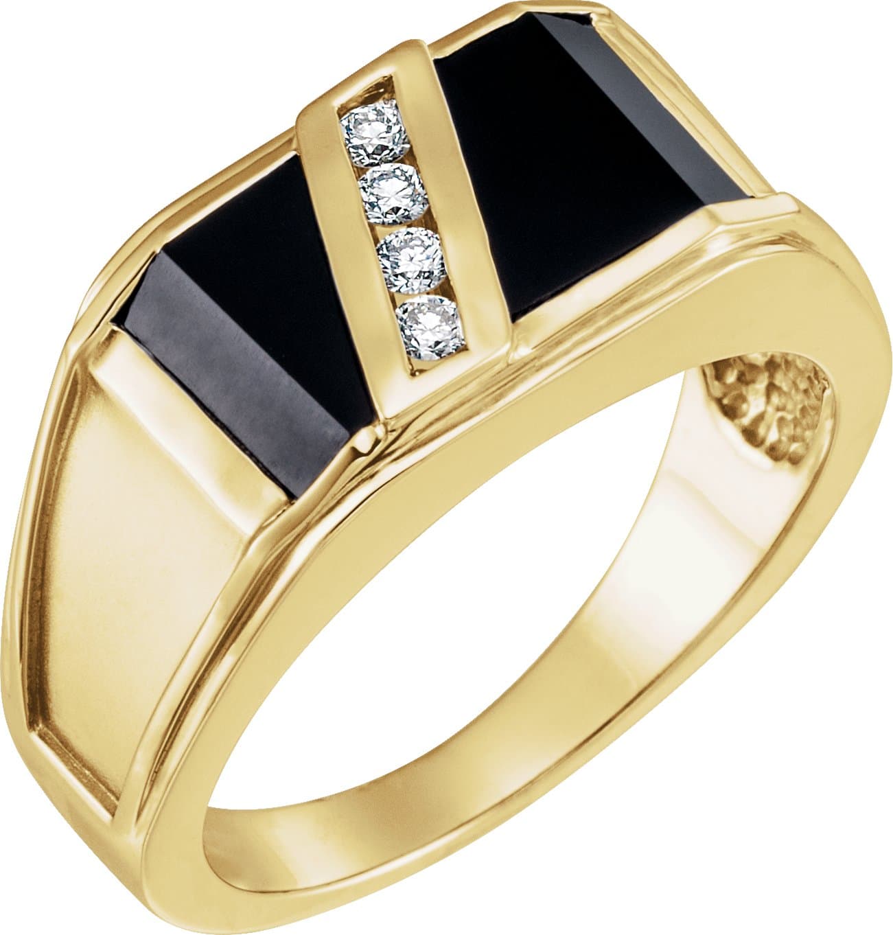 10K White Natural Black Onyx & 1/8 CTW Natural Diamond Bezel-Set Ring