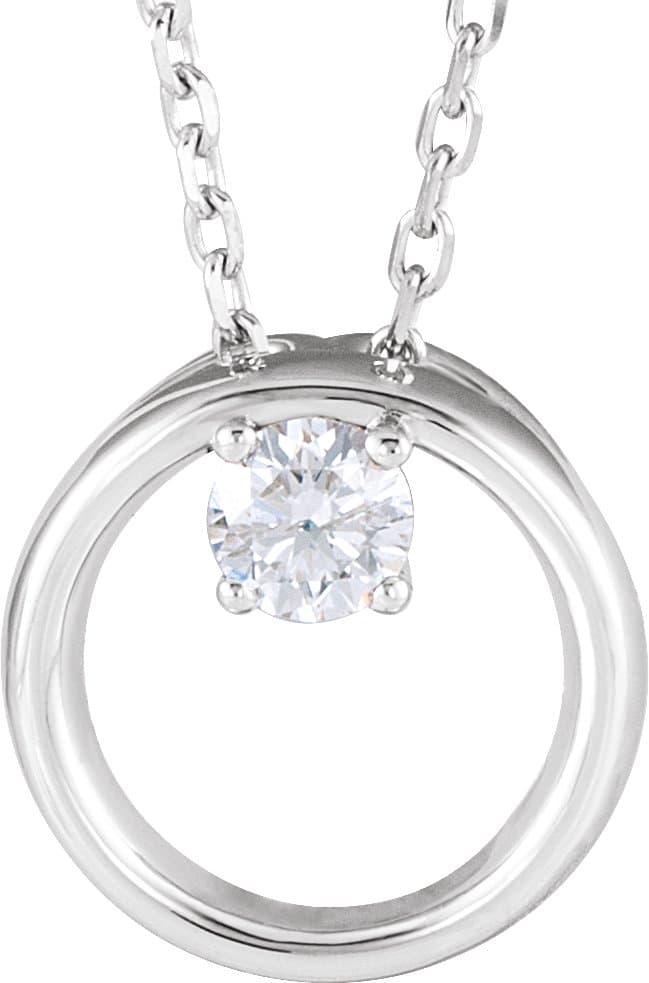 14K Rose 1/10 CT Natural Diamond Circle 16-18 Necklace