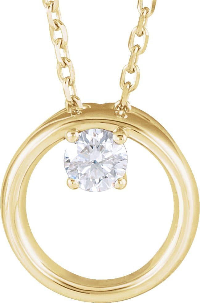 14K Rose 1/10 CT Natural Diamond Circle 16-18 Necklace