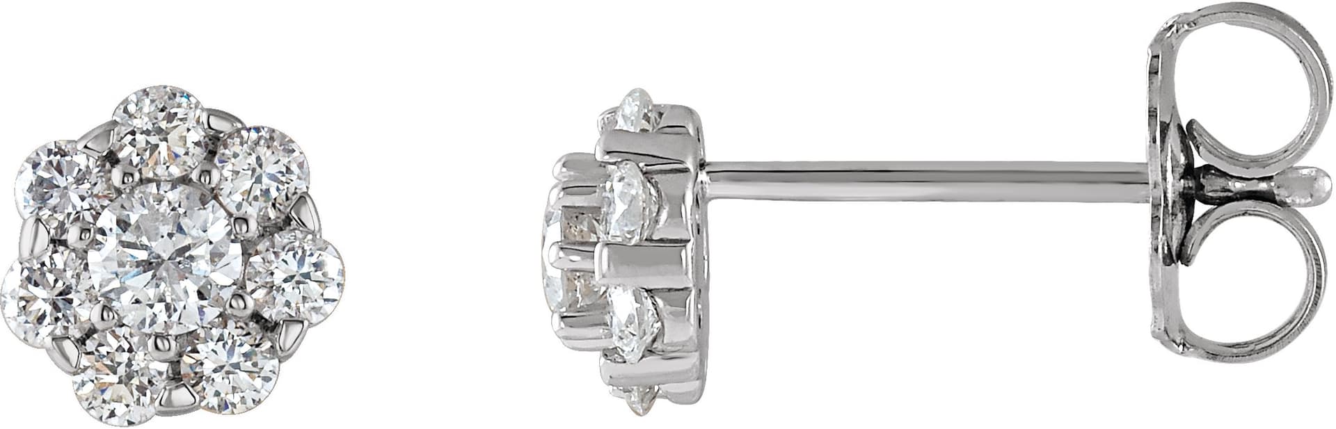 14K White 2 CTW Natural Diamond Cluster Earrings