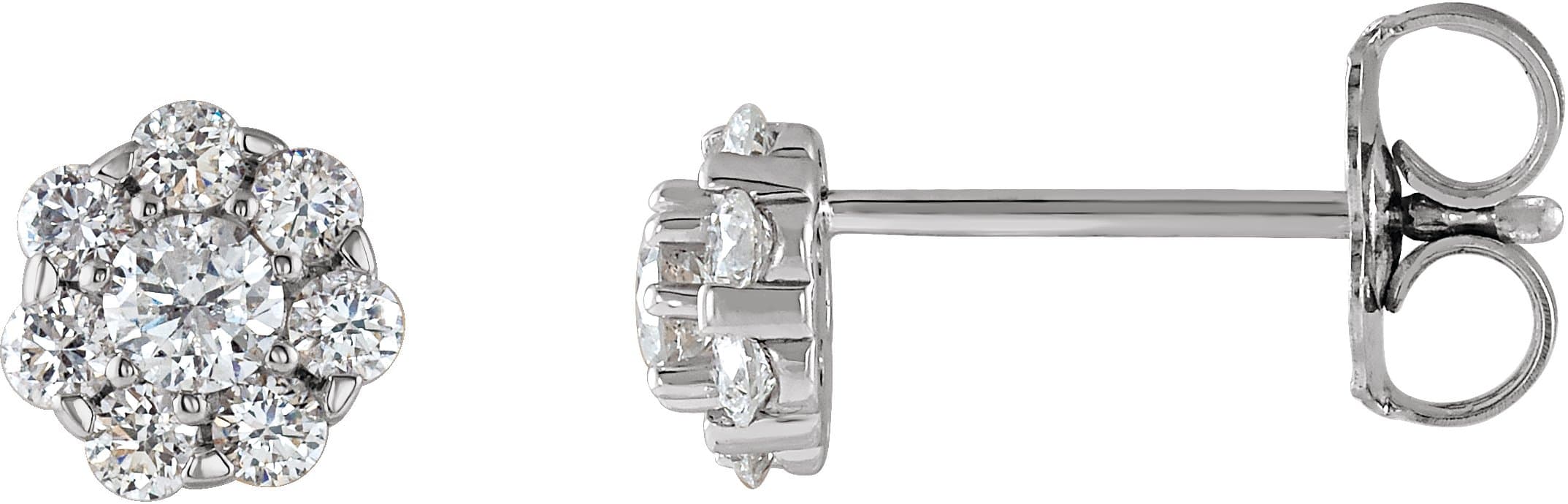 14K White 2 CTW Natural Diamond Cluster Earrings