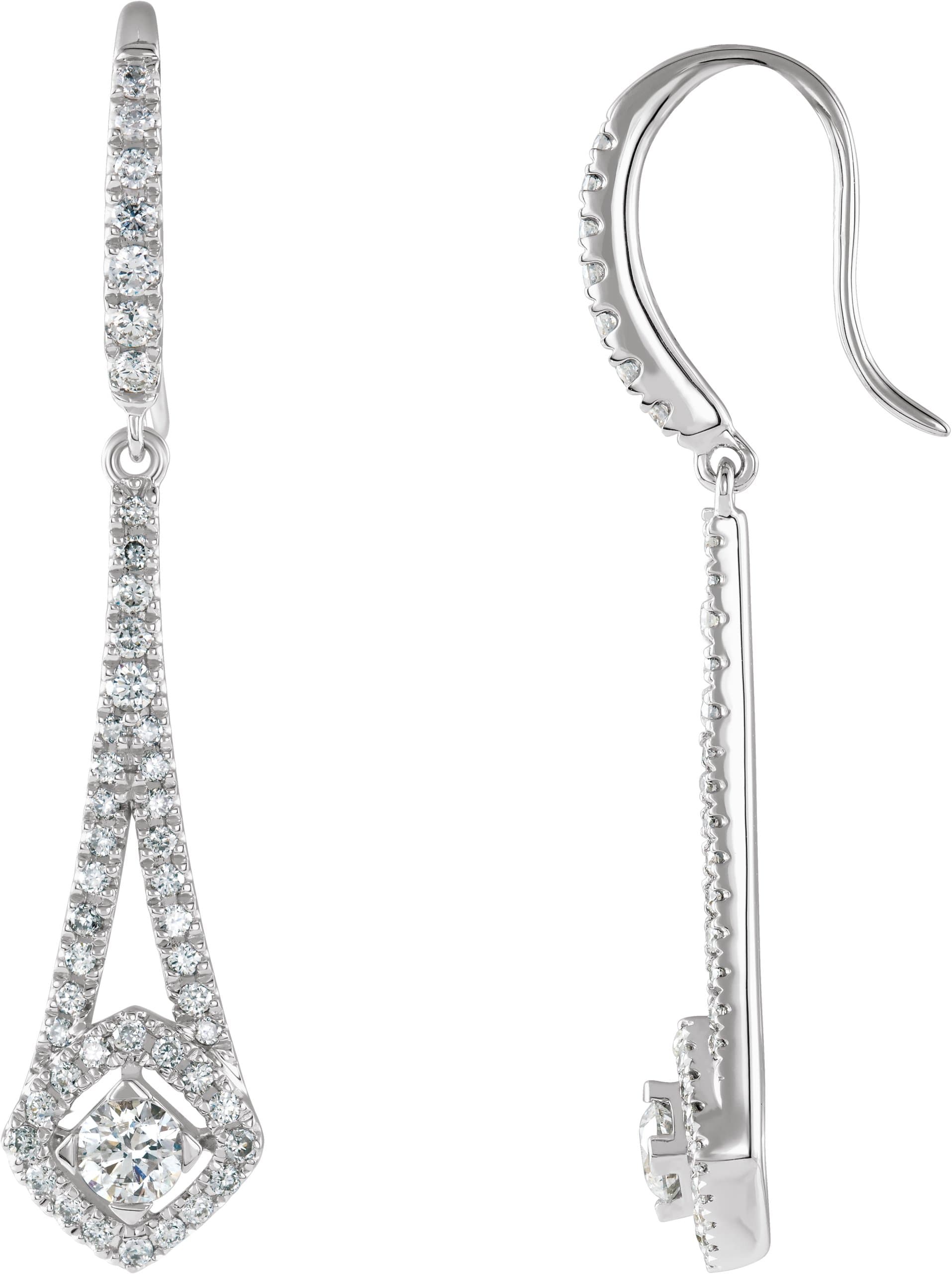 14K White 3/4 CTW Natural Diamond Chandelier Earrings