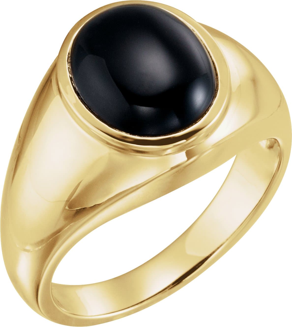 14K White Natural Black Onyx Ring
