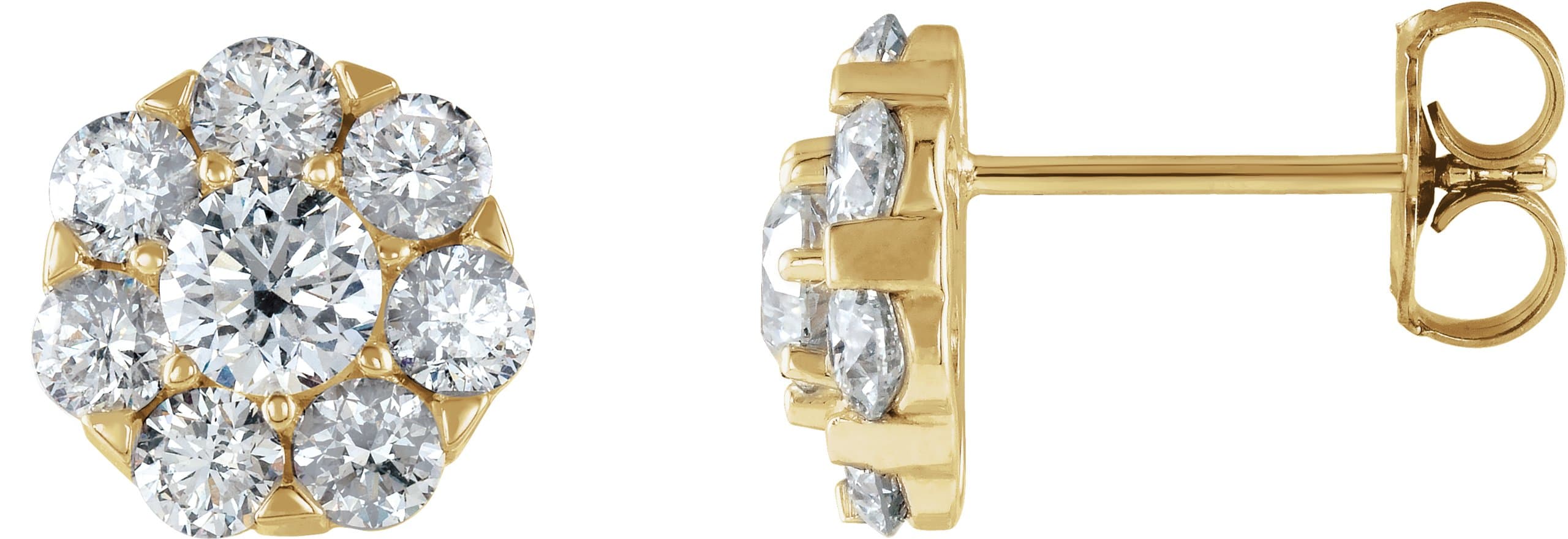 14K White 2 CTW Natural Diamond Cluster Earrings