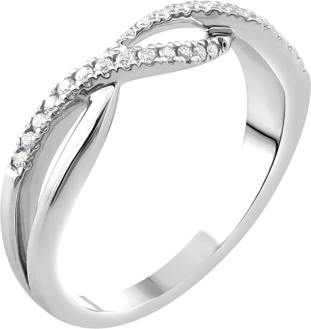 14K White 1/6 CTW Natural Diamond Criss-Cross Ring