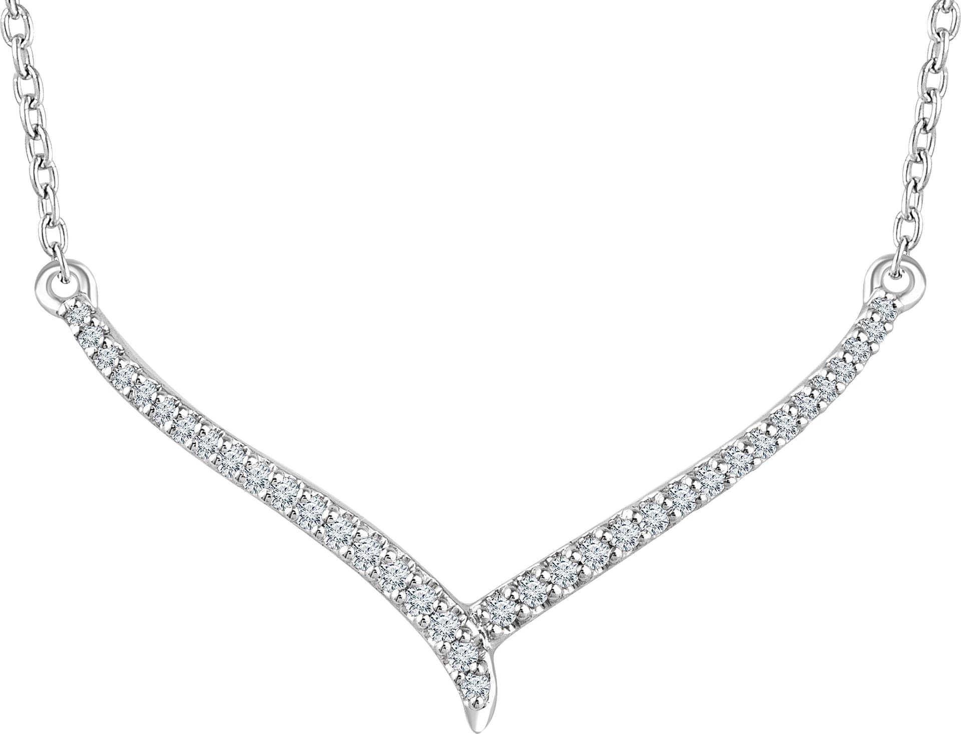 14K White 1/6 CTW Natural Diamond 16-18 V Necklace