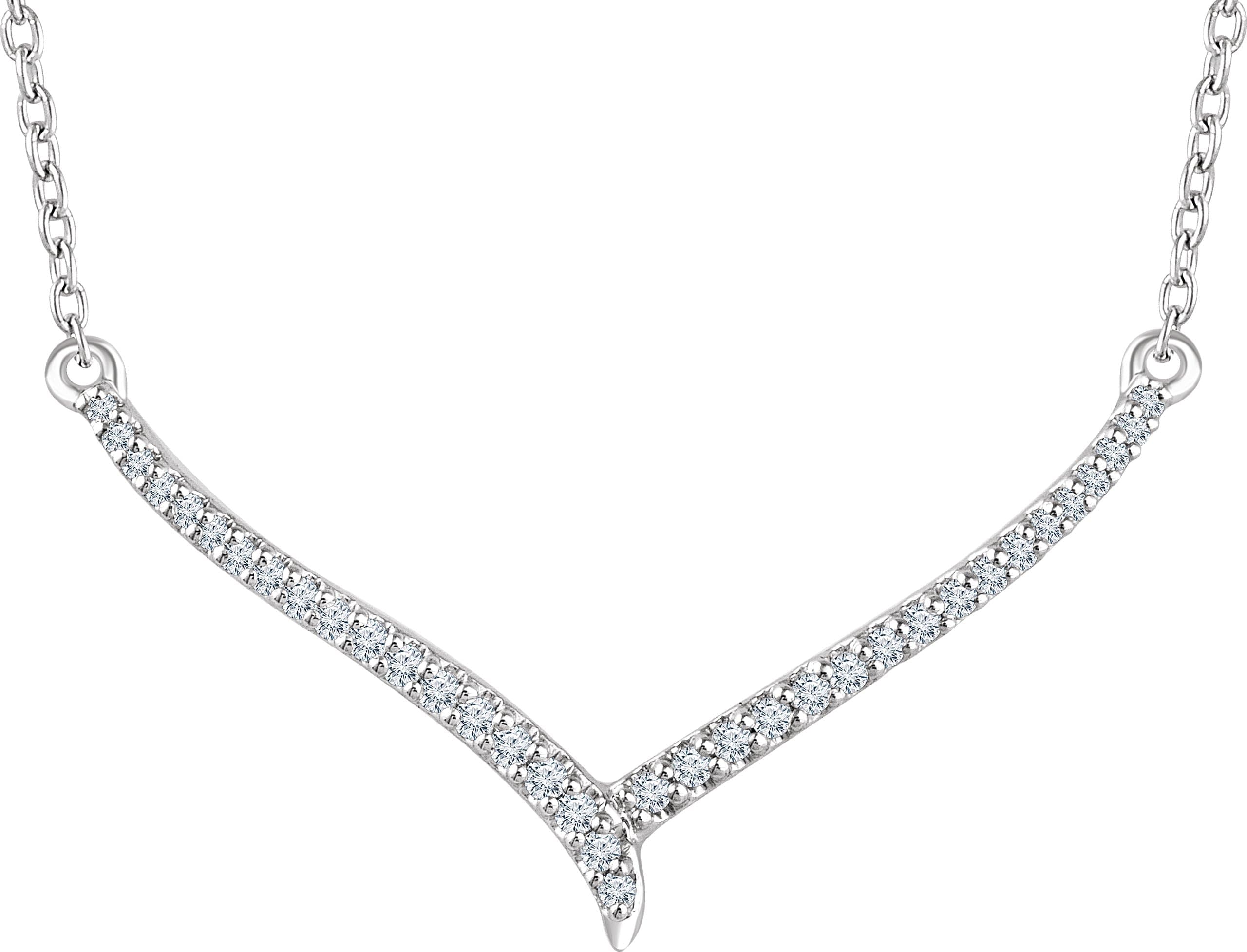 14K White 1/6 CTW Natural Diamond 16-18 V Necklace