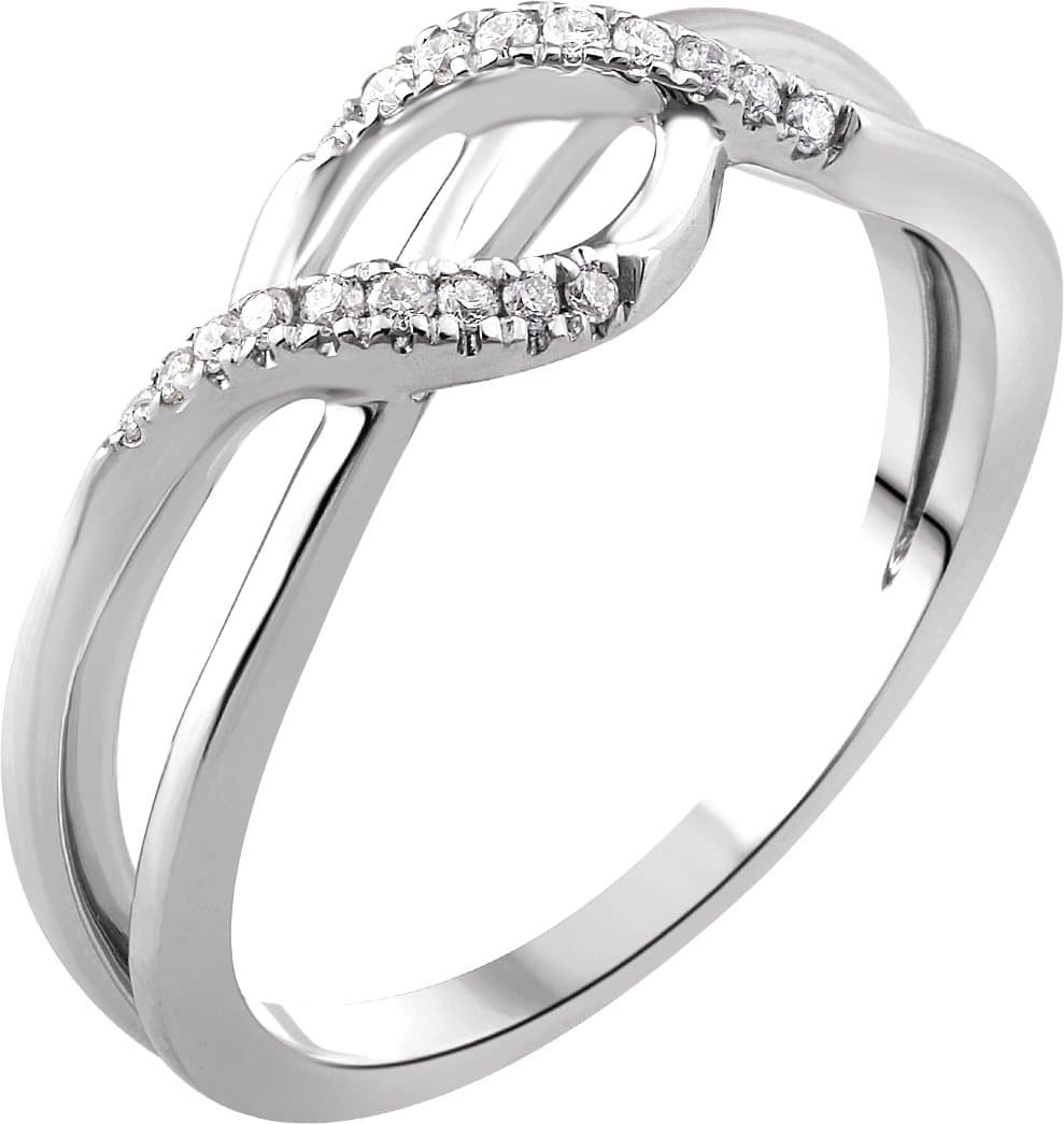 14K White 1/10 CTW Natural Diamond Criss-Cross Ring