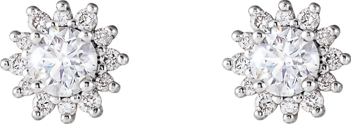 Round 4-Prong Halo-Style Stud Earrings view 2