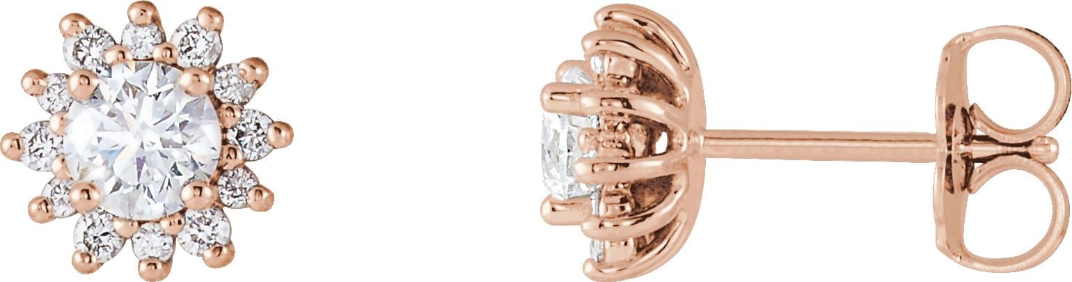 14K Rose 1/2 CTW Natural Diamond Halo-Style Earrings