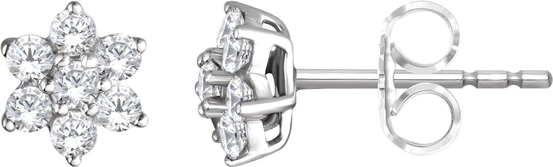 14K Rose 3/8 CTW Natural Diamond Flower Earrings