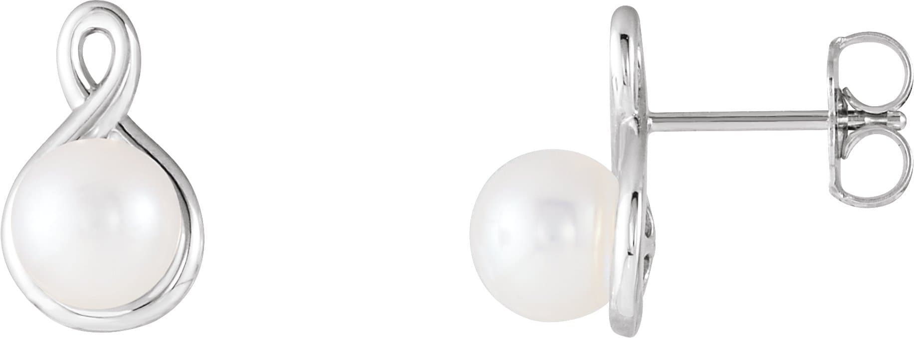 14K White Cultured White Freshwater Pearl Earrings