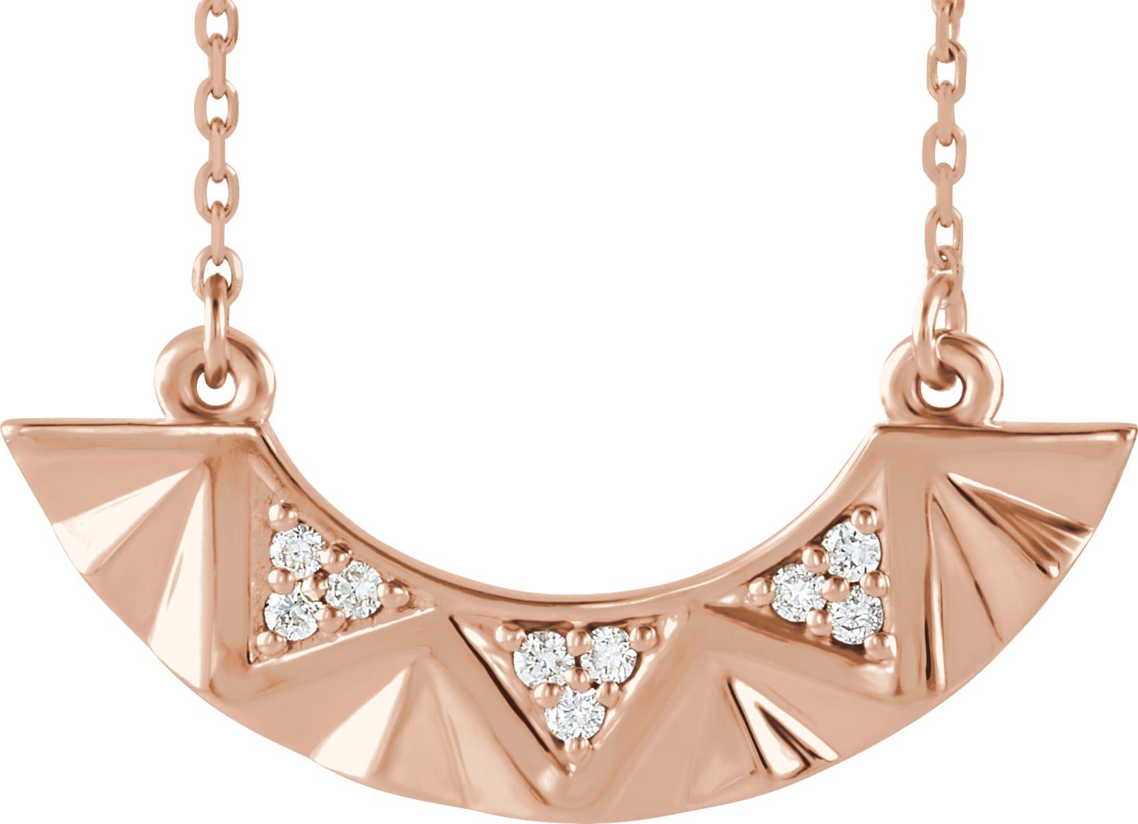 14K Rose .08 CTW Natural Diamond Curved Bar 16-18 Necklace