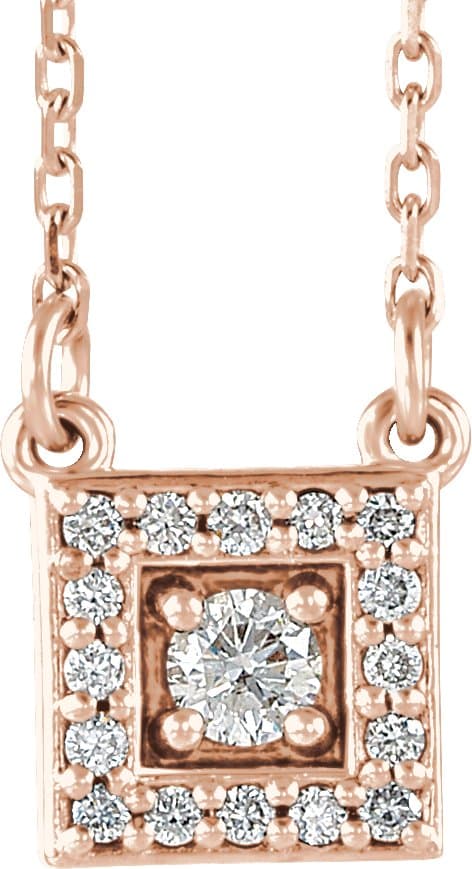14K Rose 1/8 CTW Natural Diamond Halo-Style 16-18 Necklace