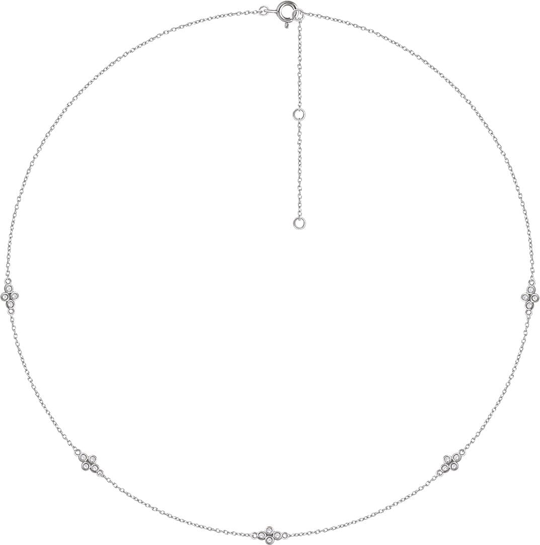14K White 1/6 CTW Natural Diamond 5-Station 16-18 Necklace