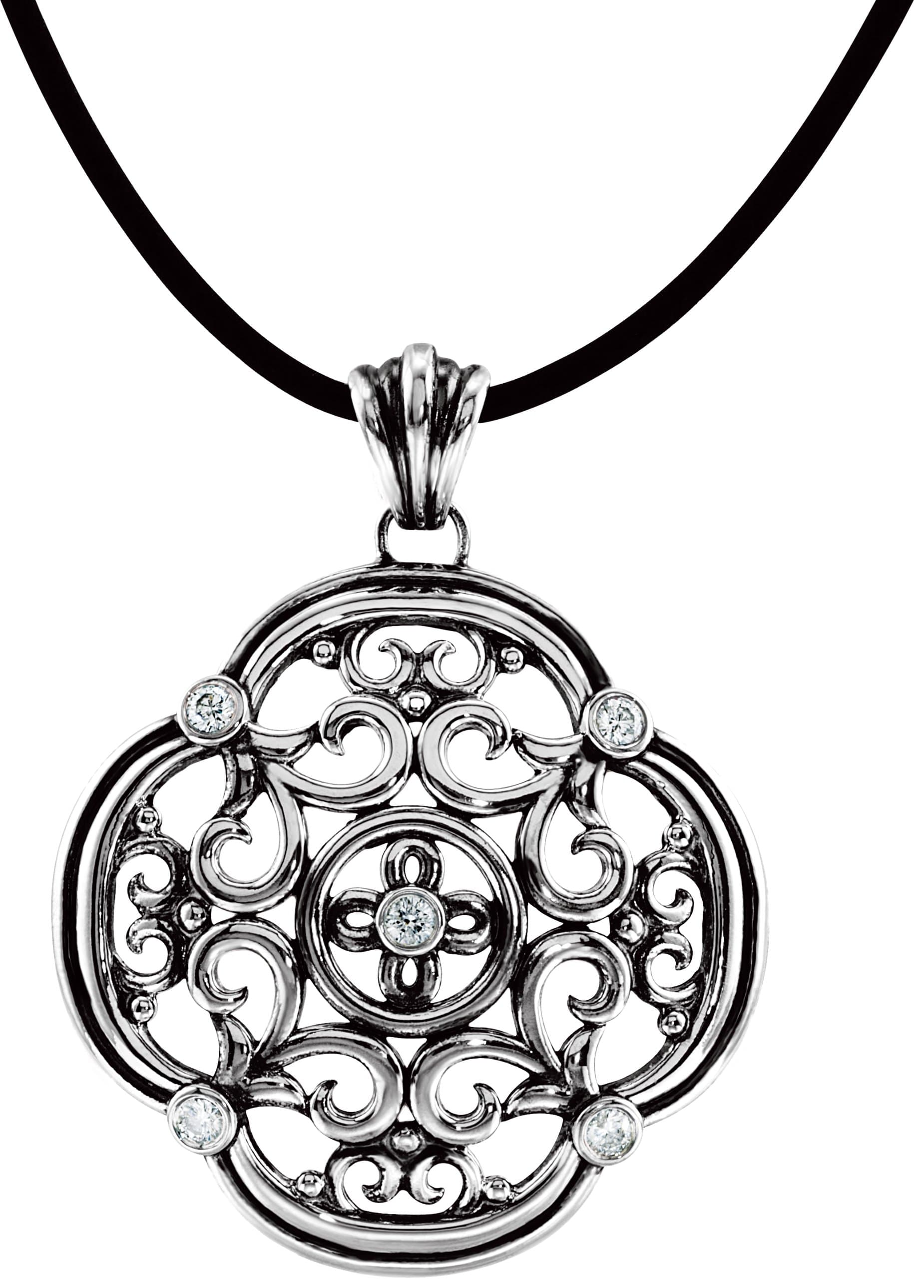 Sterling Silver 3/8 CTW Natural Diamond Filigree 18 Necklace